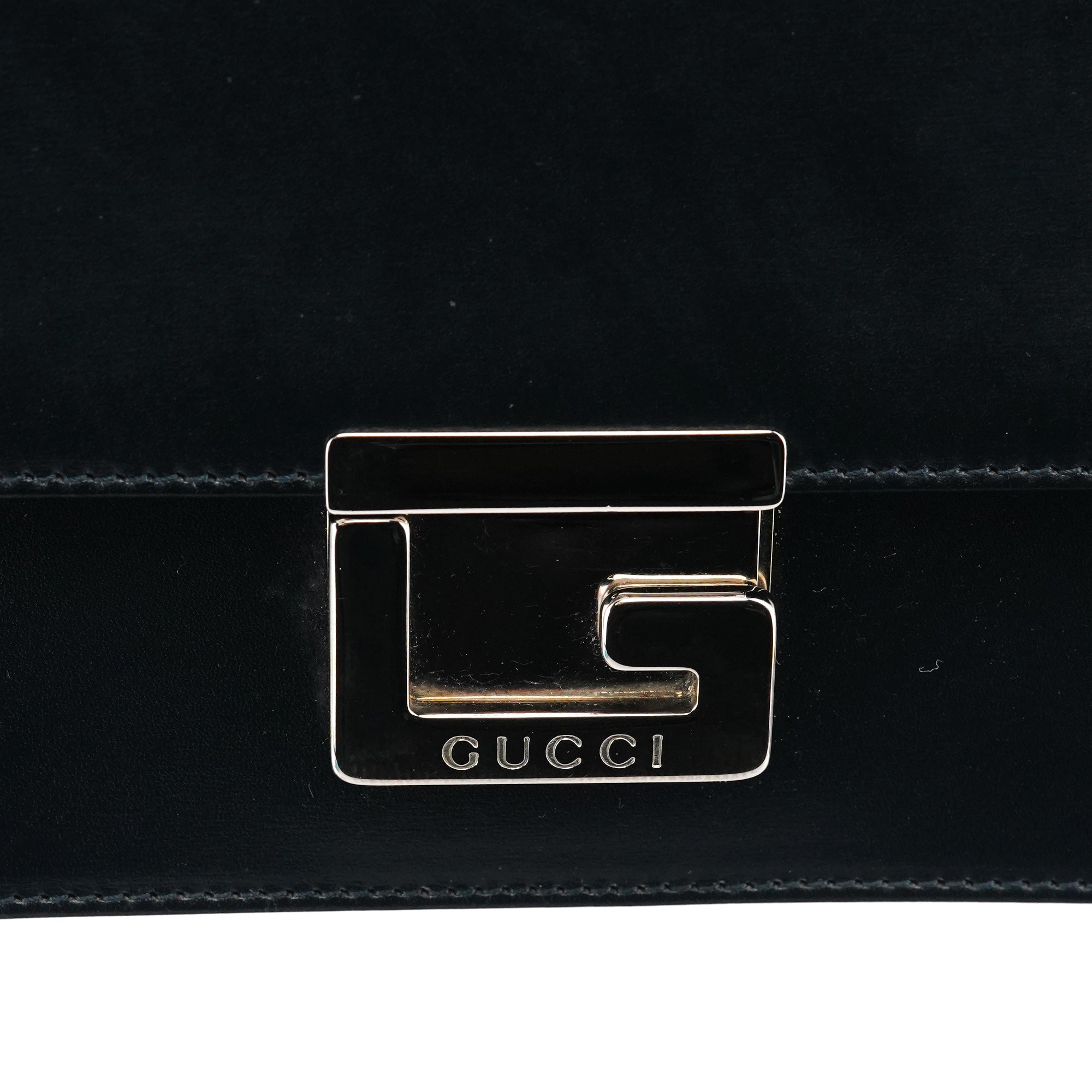 Black Leather Square G Shoulder Bag