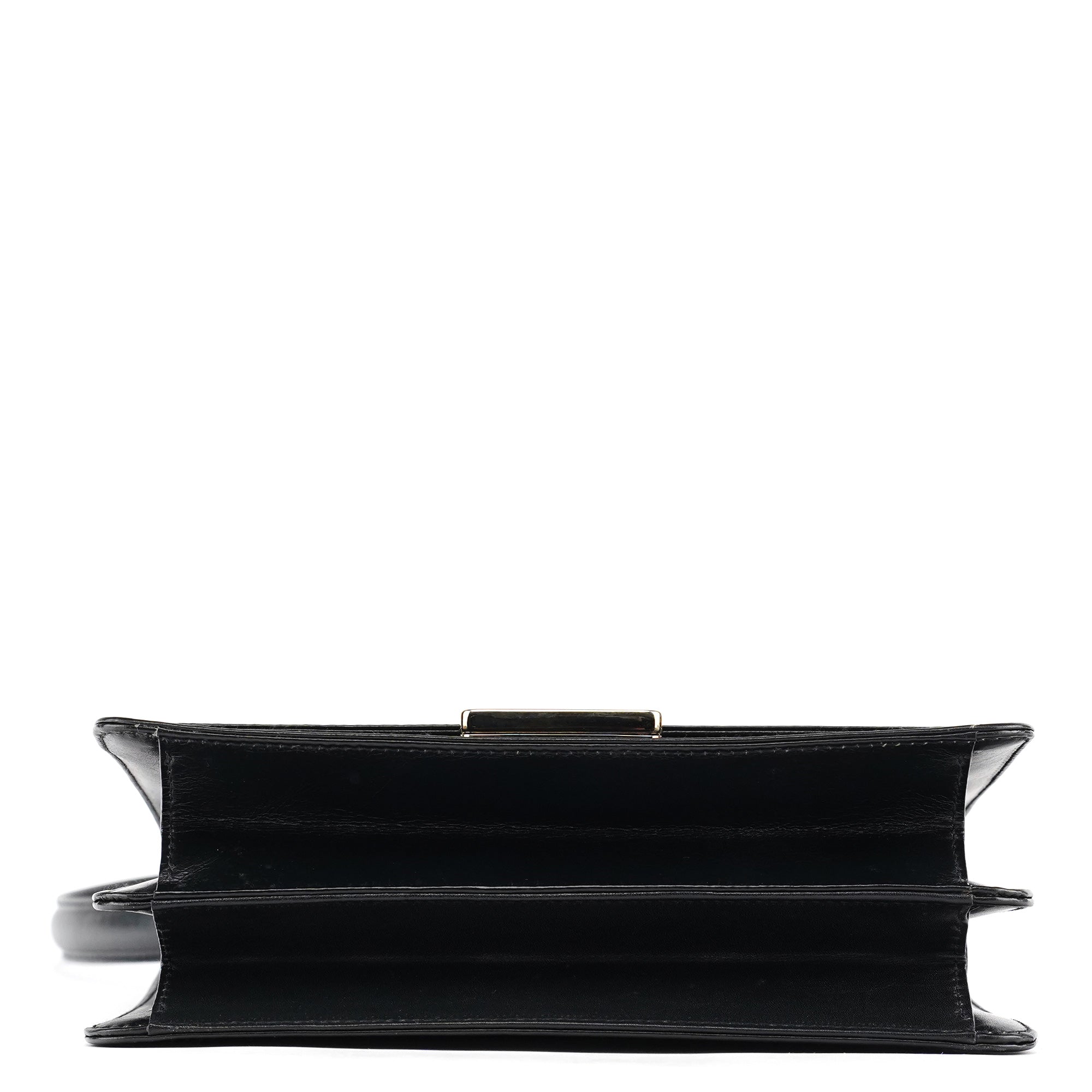 Black Leather Square G Shoulder Bag