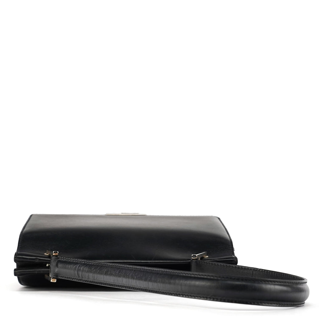 Black Leather Square G Shoulder Bag