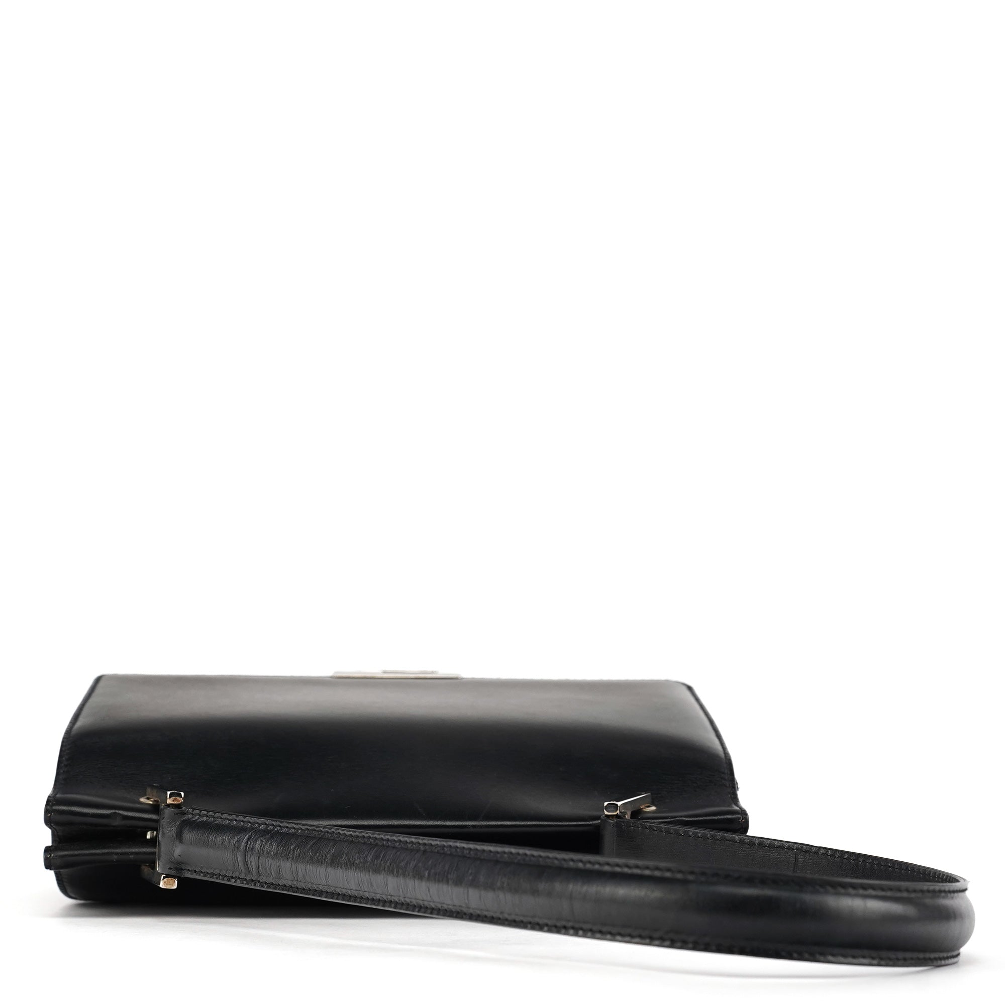 Black Leather Square G Shoulder Bag