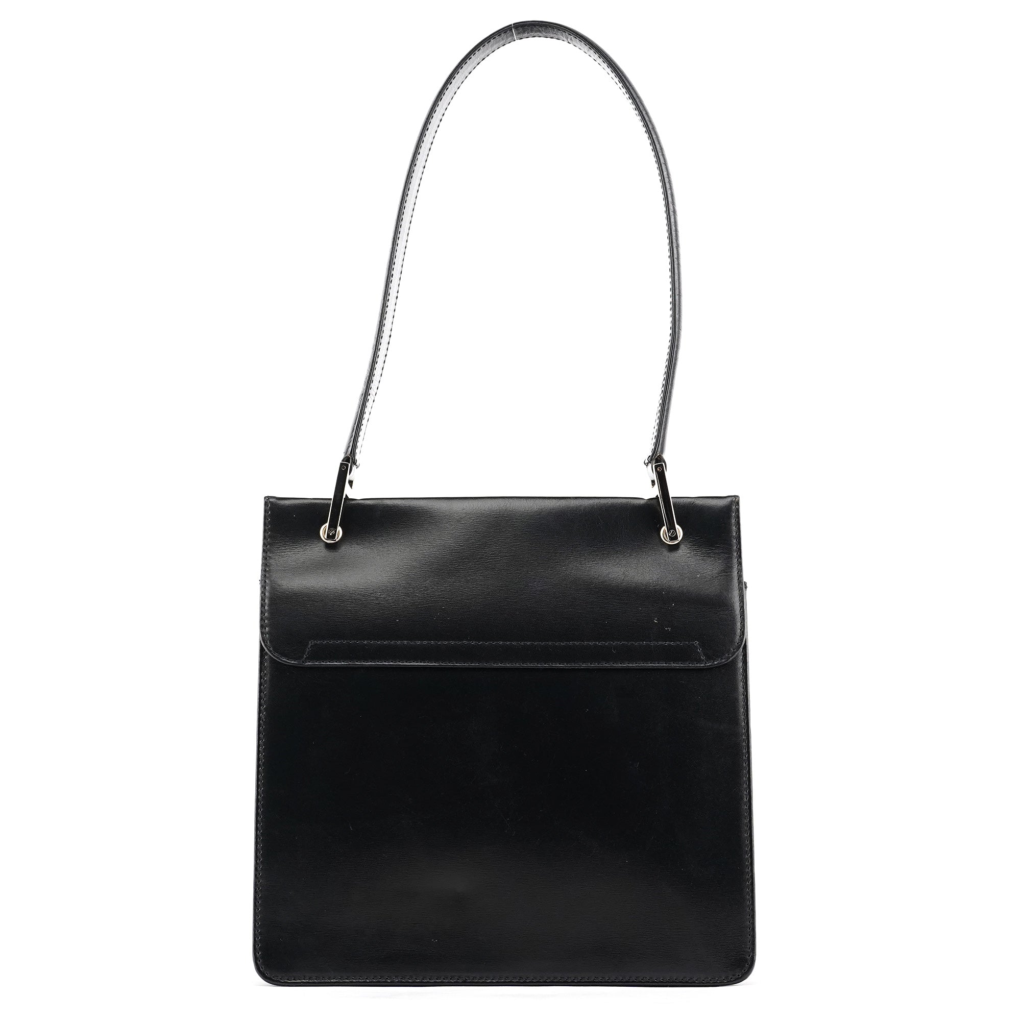 Black Leather Square G Shoulder Bag