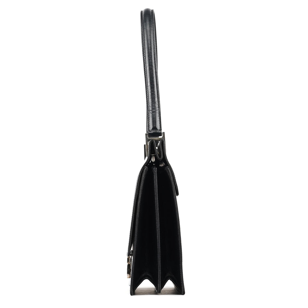 Black Leather Square G Shoulder Bag