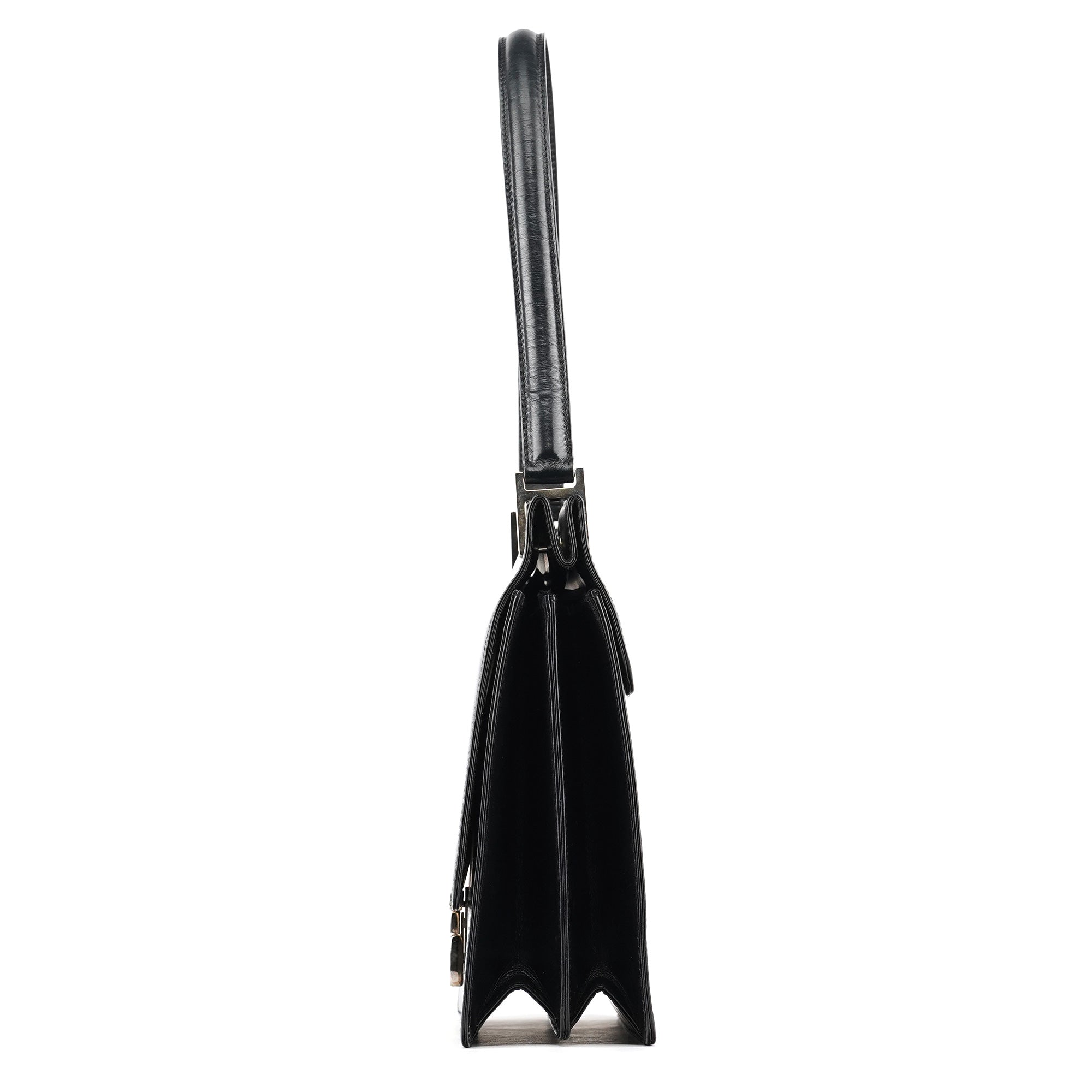 Black Leather Square G Shoulder Bag