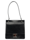 Black Leather Square G Shoulder Bag
