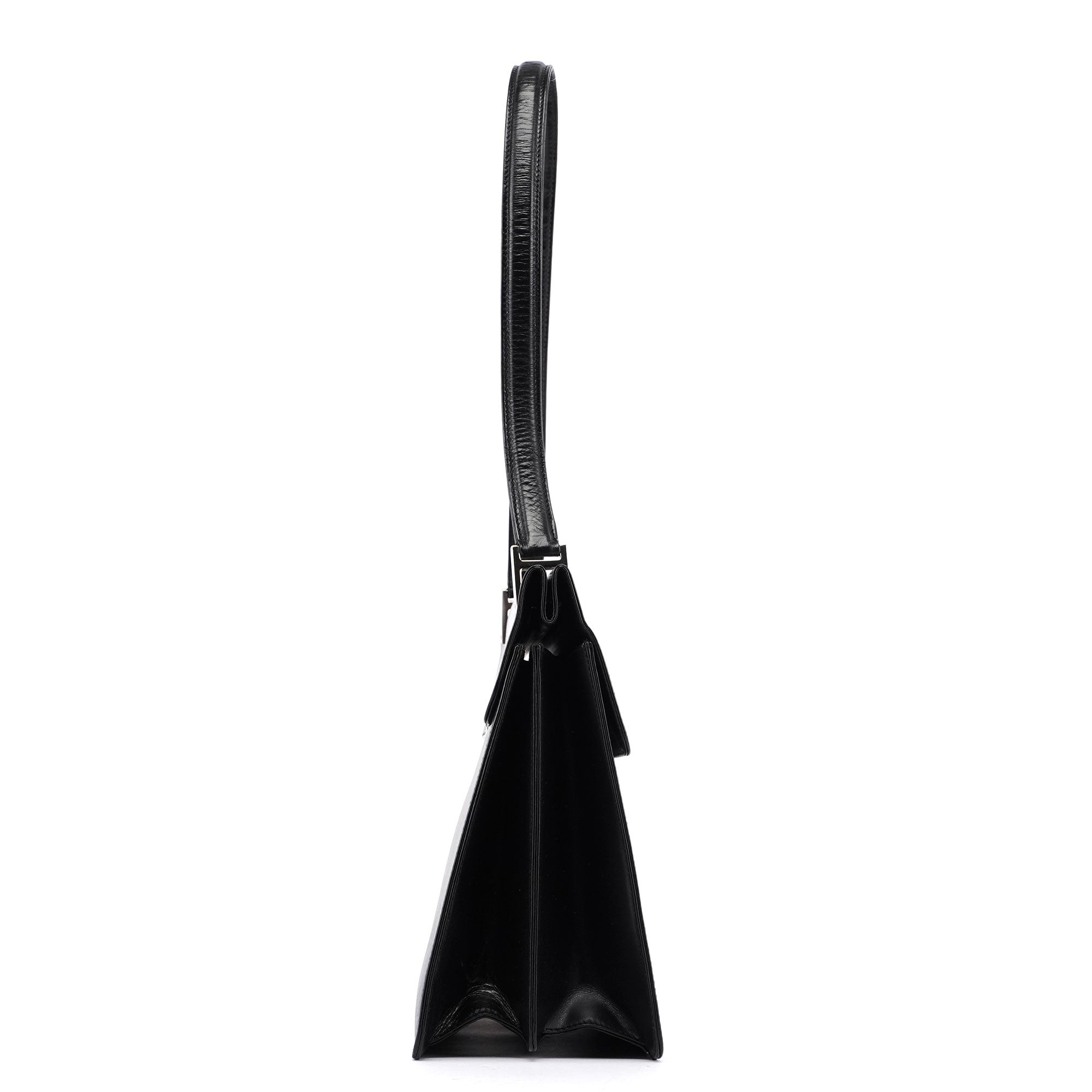 Black Leather Square G Shoulder Bag
