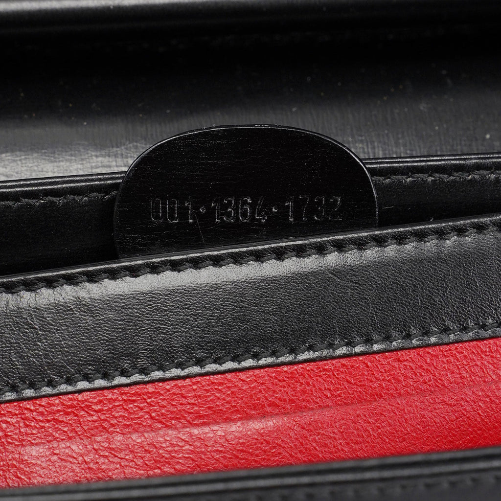 Black Leather Square G Shoulder Bag