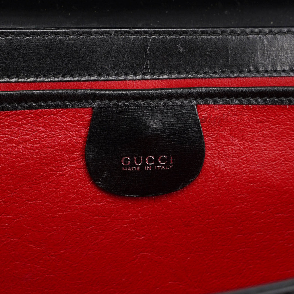 Black Leather Square G Shoulder Bag