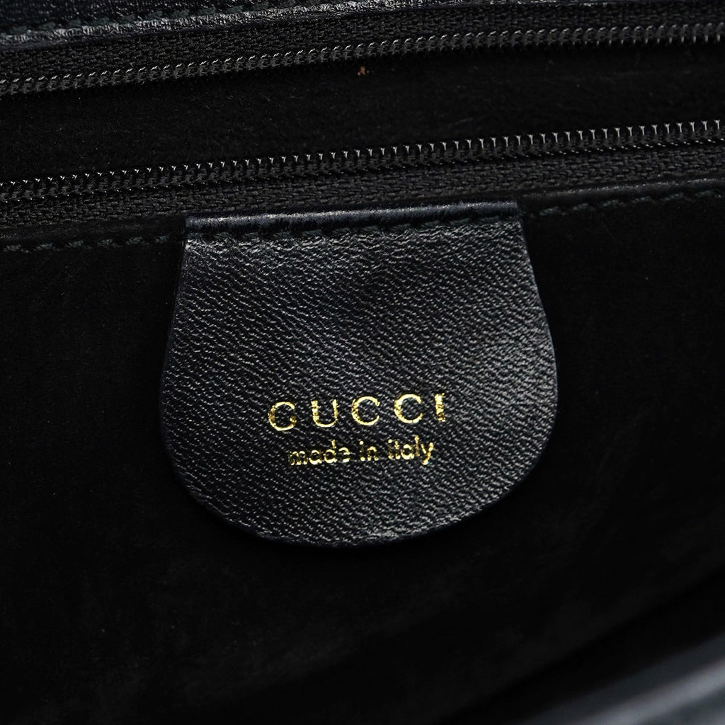 Black Leather Square G Shoulder Bag