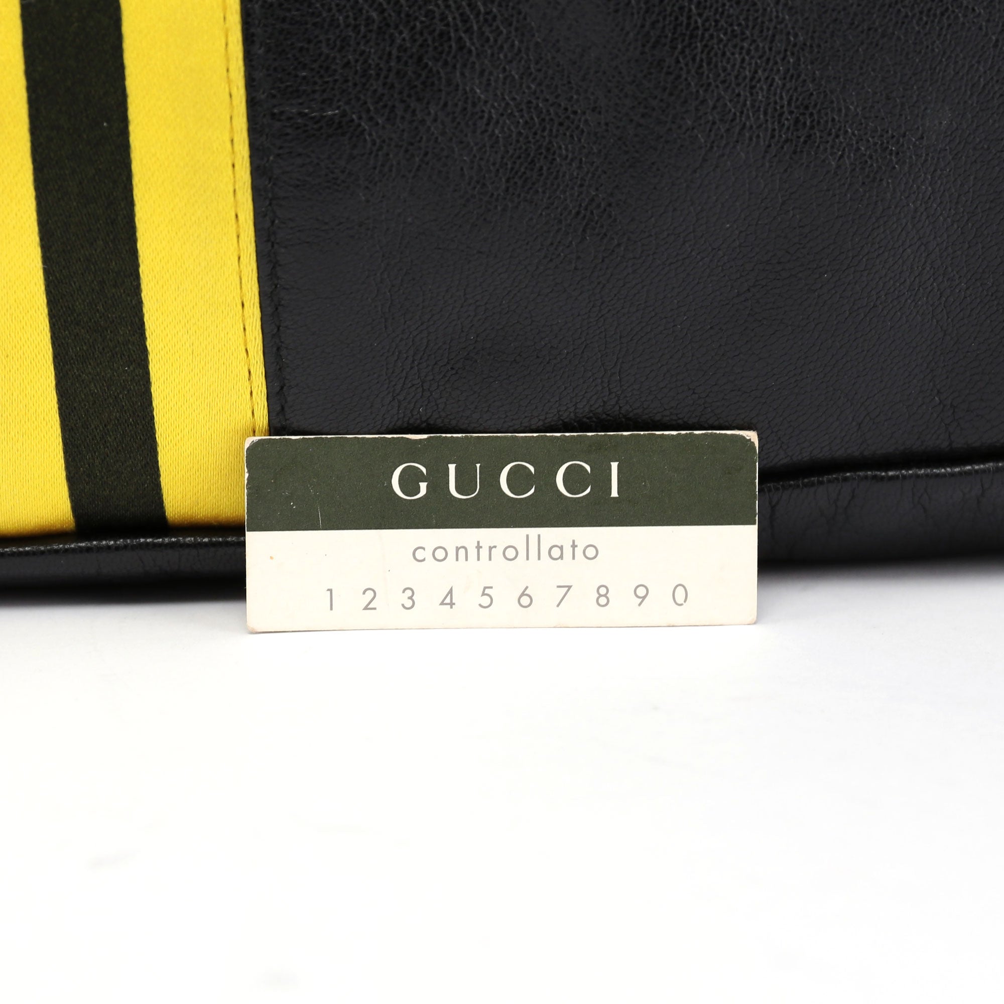 Black Leather Stripes Bamboo Bag