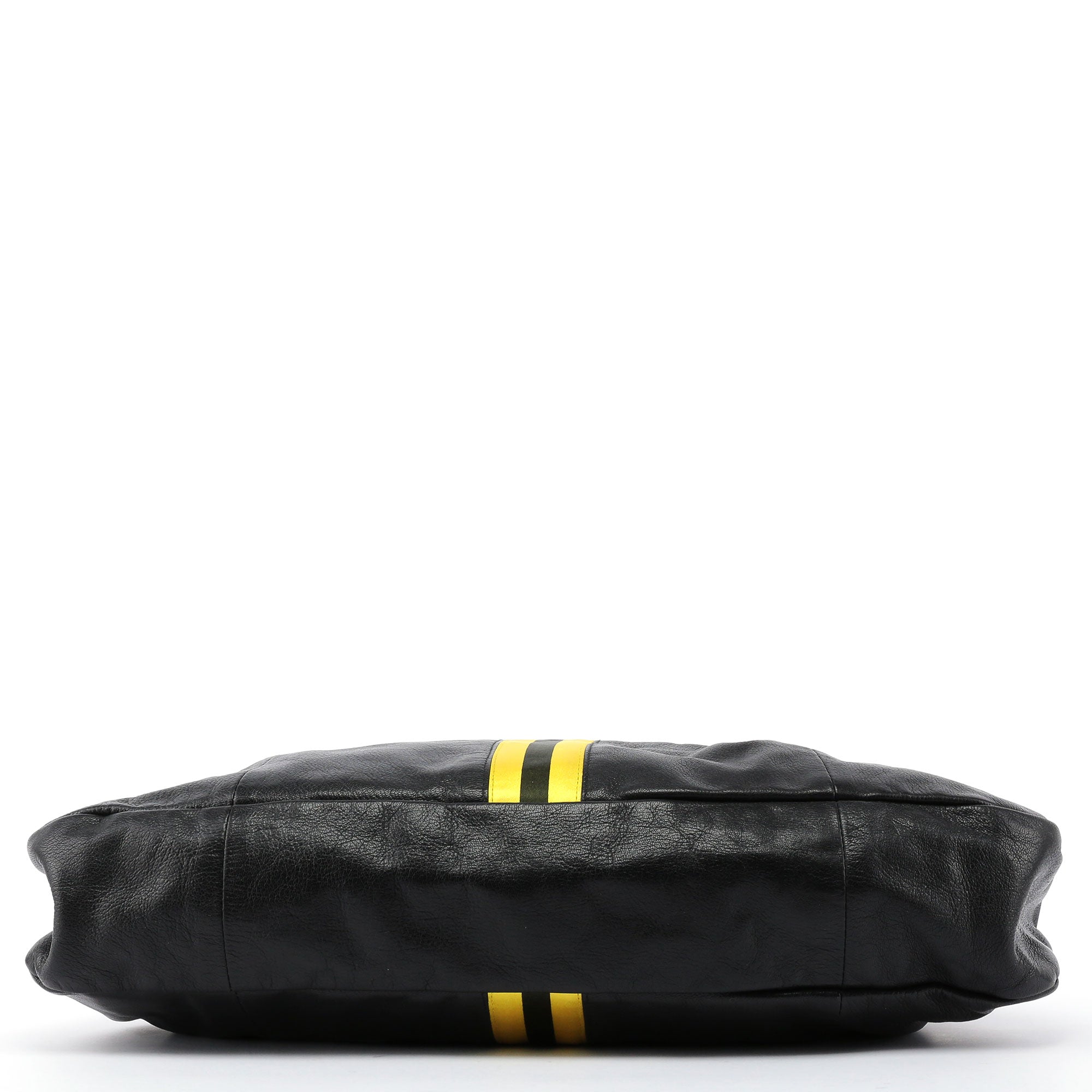 Black Leather Stripes Bamboo Bag