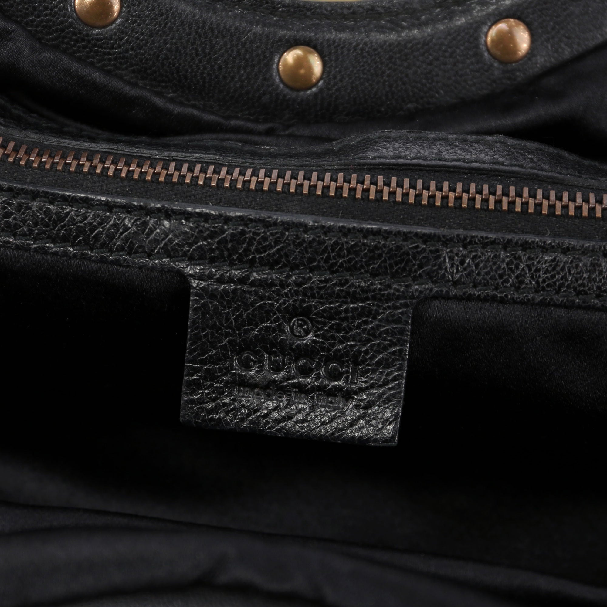 Black Leather Stripes Bamboo Bag