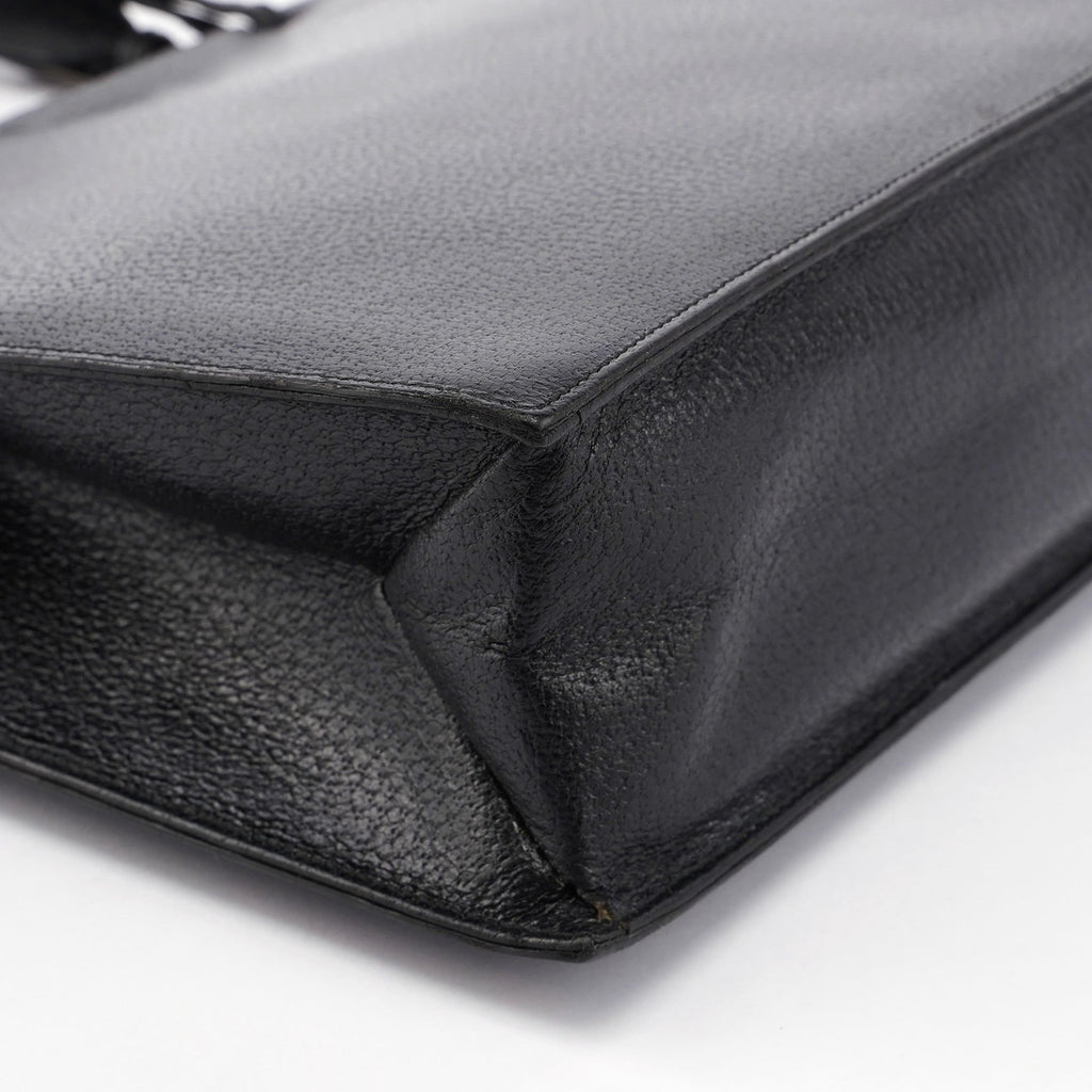 Black Leather Top Handle Bag