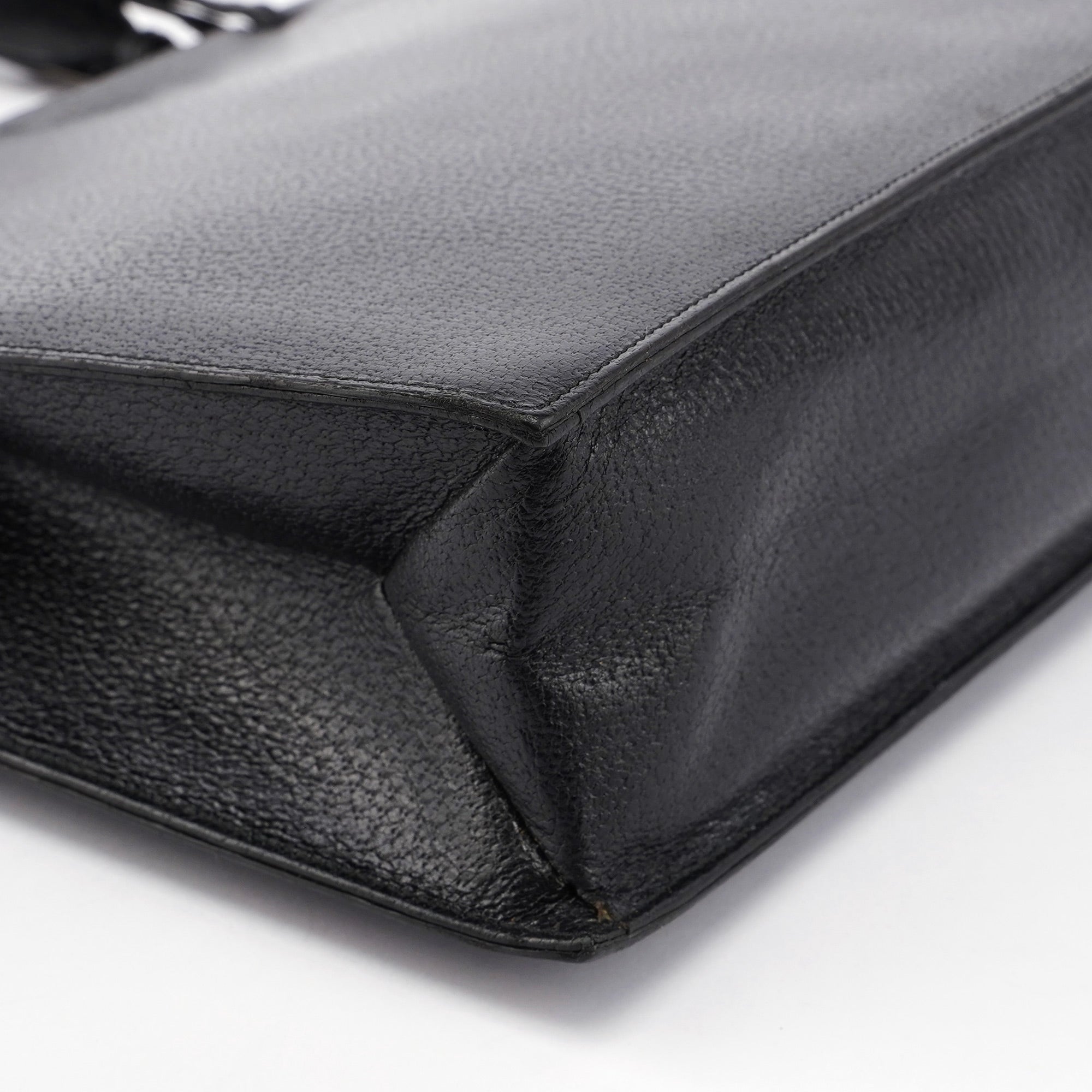 Black Leather Top Handle Bag