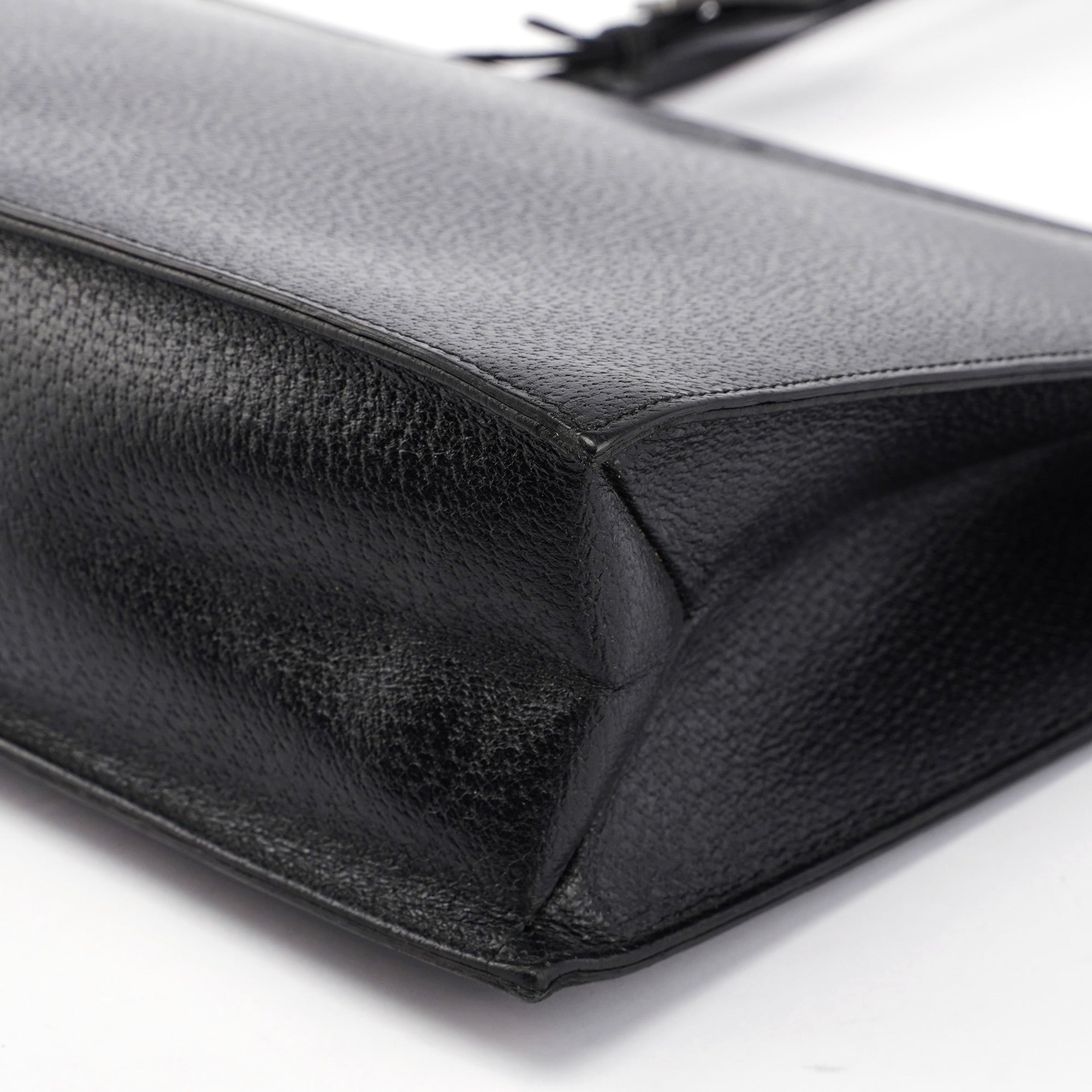 Black Leather Top Handle Bag