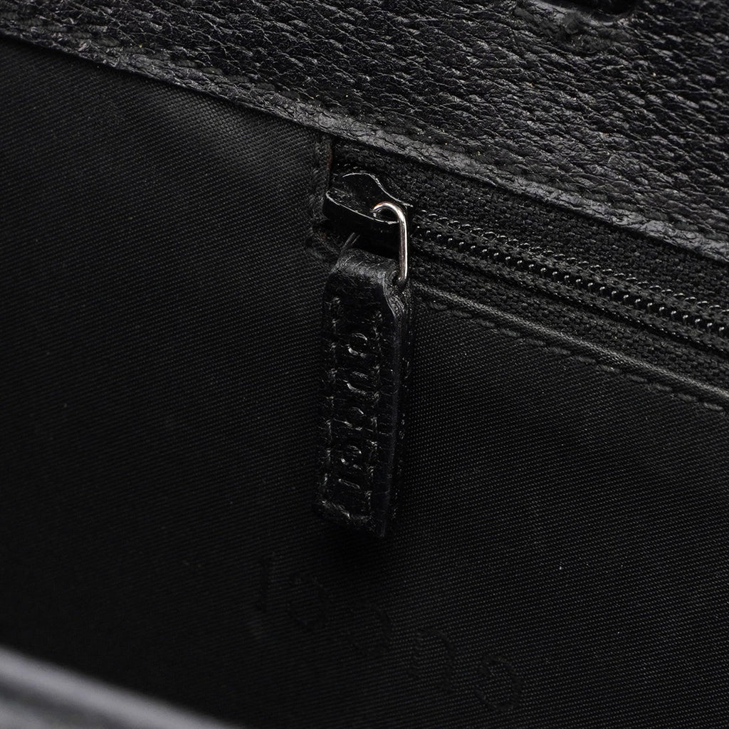 Black Leather Top Handle Bag