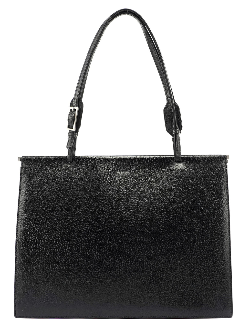 Black Leather Top Handle Bag
