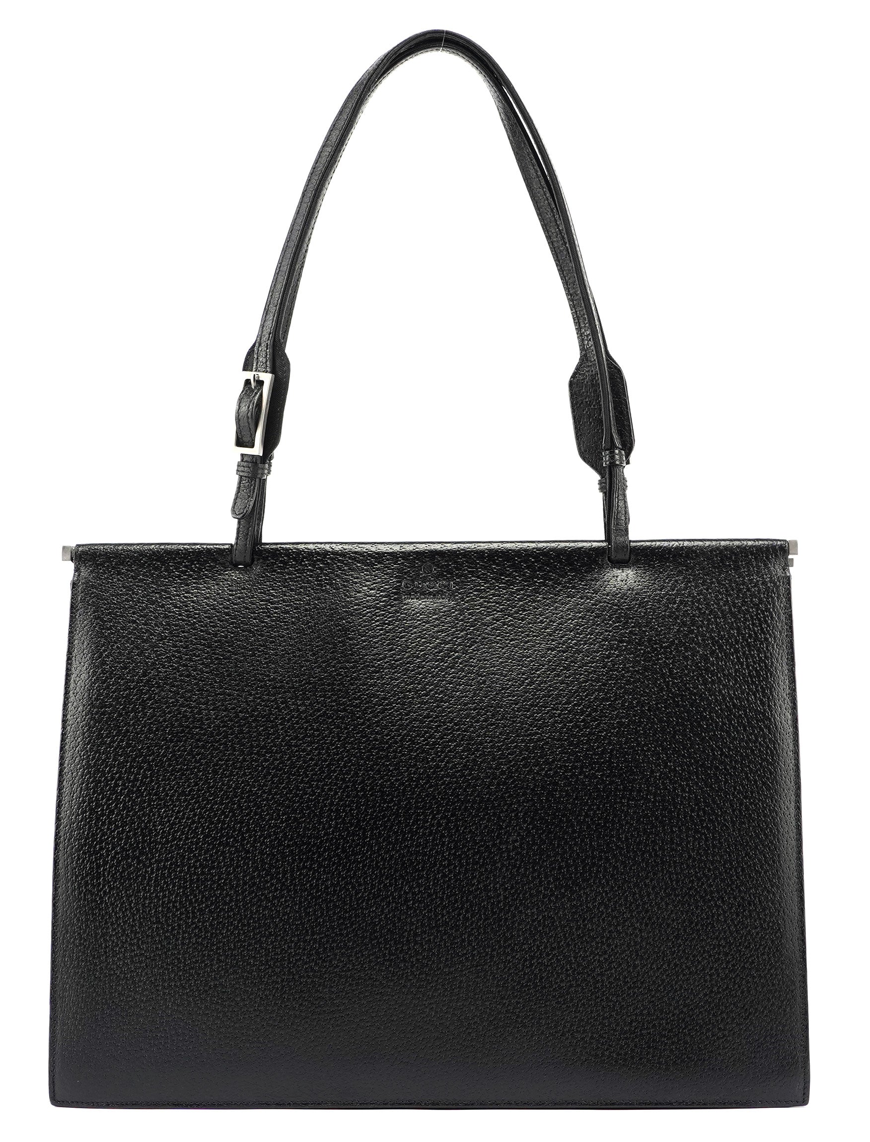 Black Leather Top Handle Bag