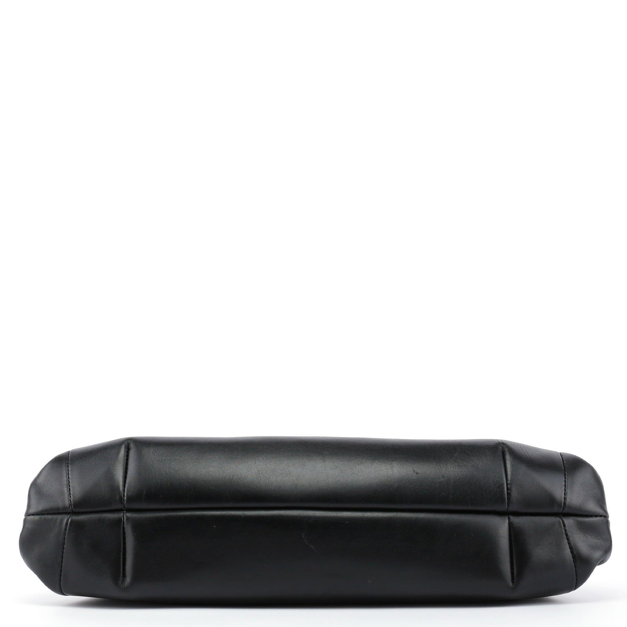 Black Leather Wood Handle Bag