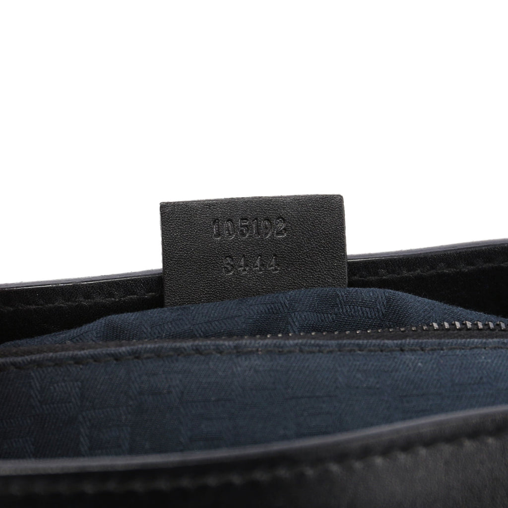 Black Leather Wood Handle Bag