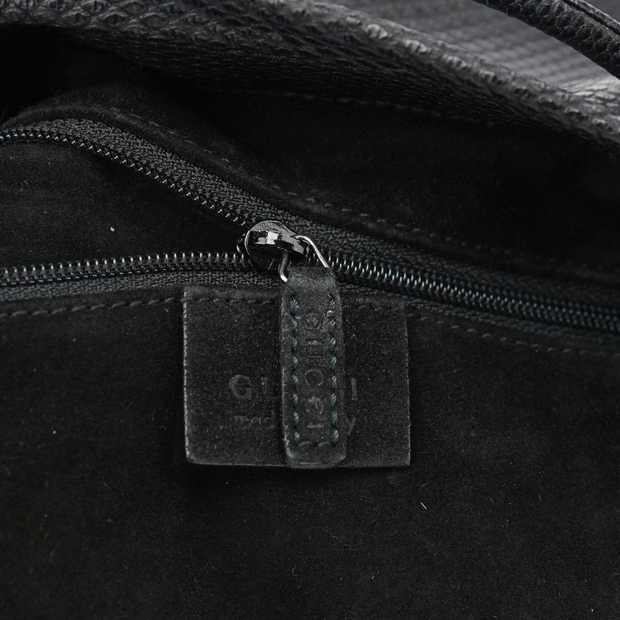 Black Lizard Embossed Tassel Tote Bag