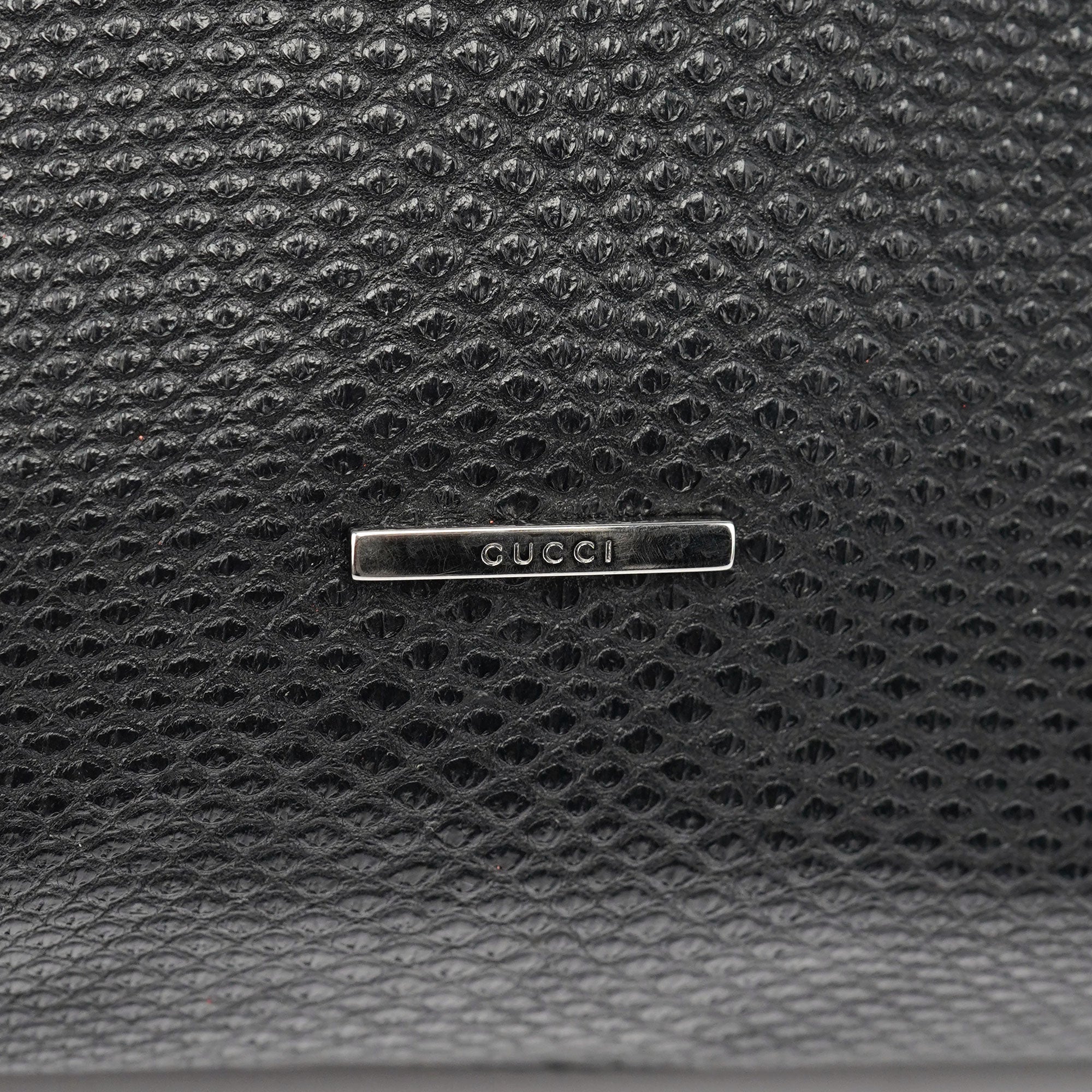 Black Lizard Embossed Tassel Tote Bag