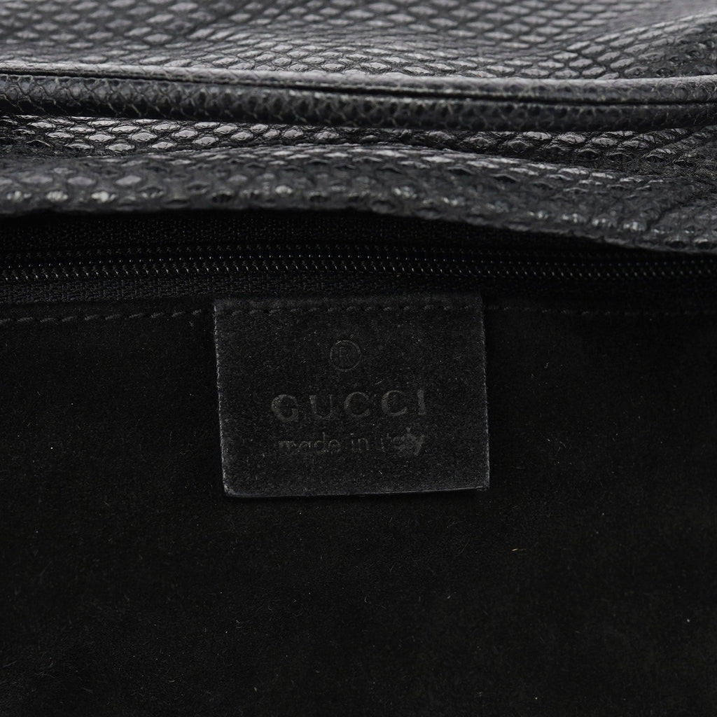 Black Lizard Embossed Tassel Tote Bag
