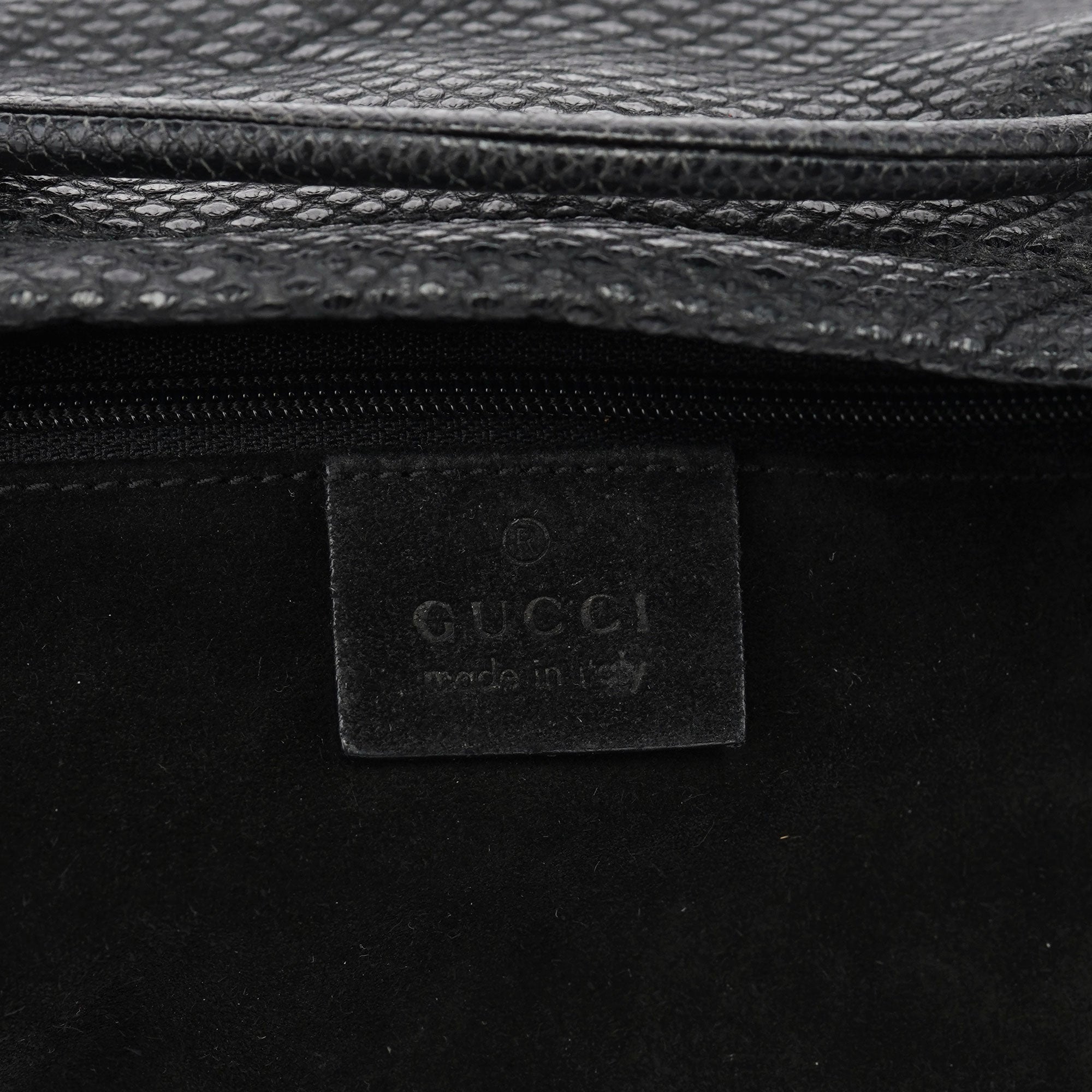 Black Lizard Embossed Tassel Tote Bag