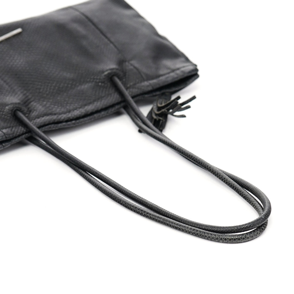 Black Lizard Embossed Tassel Tote Bag