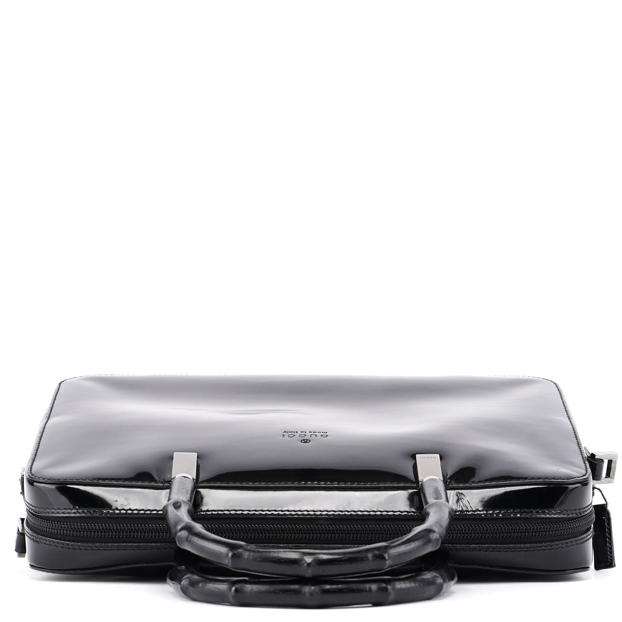 Black Patent Leather Bamboo 2-Way Tote
