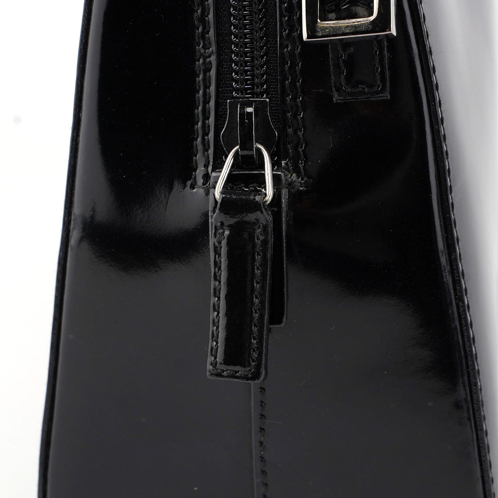Black Patent Leather Bamboo 2-Way Tote