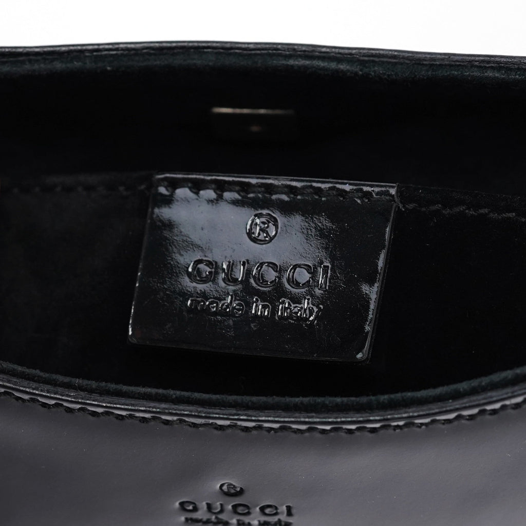 Black Patent Leather Bamboo Shoulder Bag