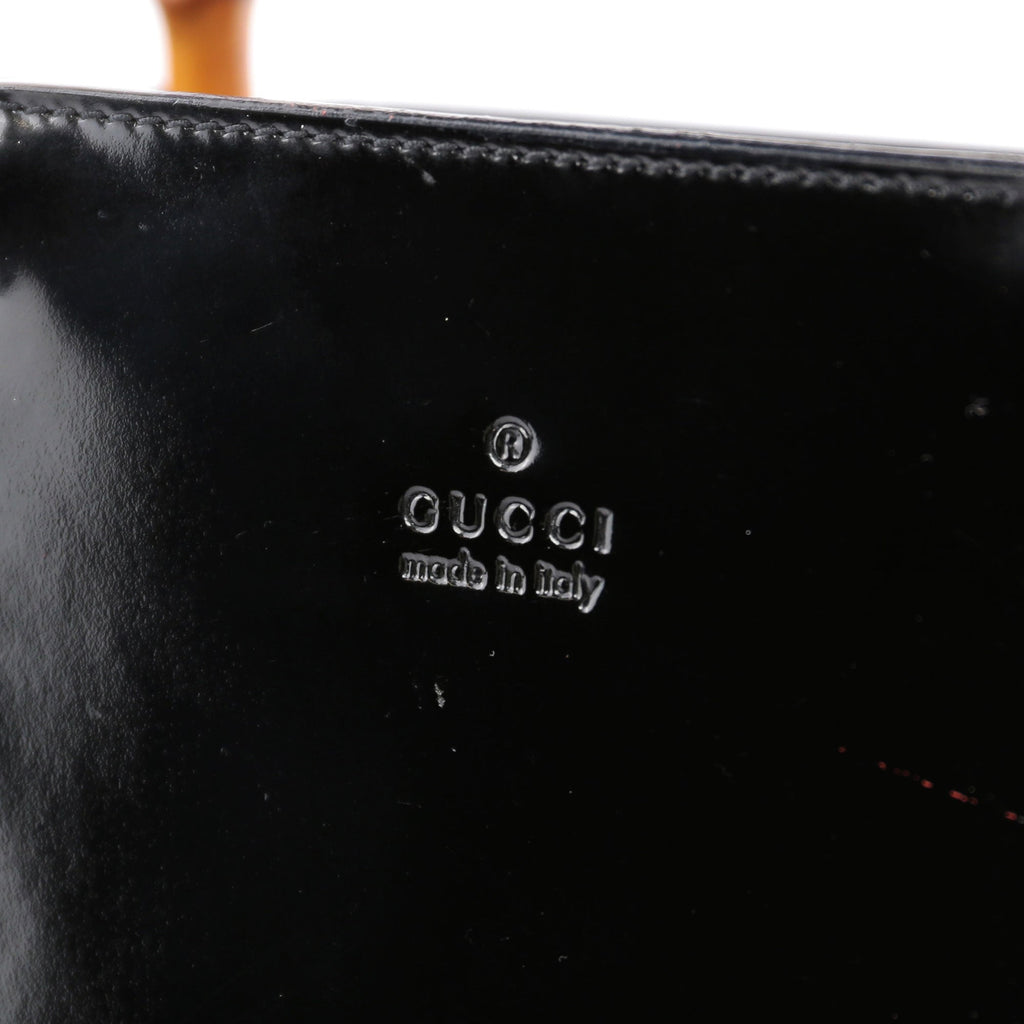 Black Patent Leather Bamboo Tote