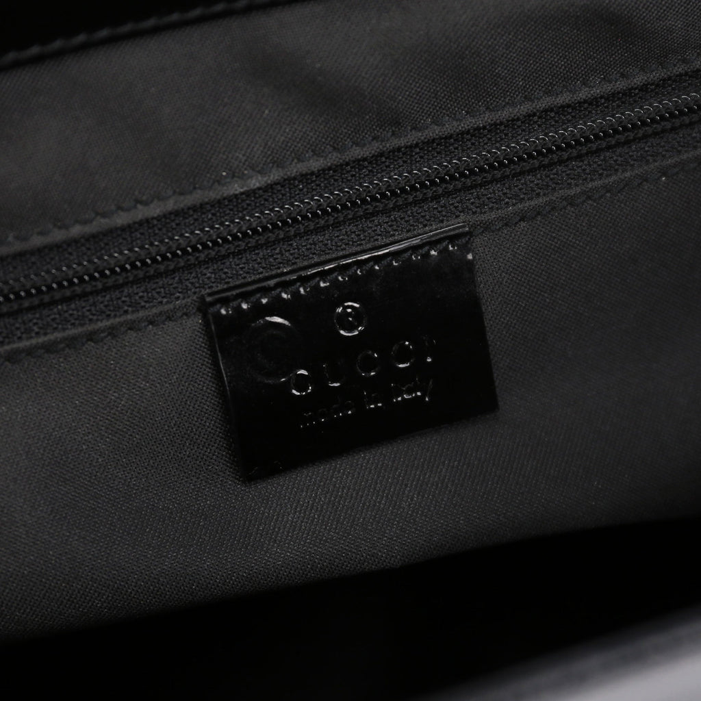Black Patent Leather Bamboo Tote
