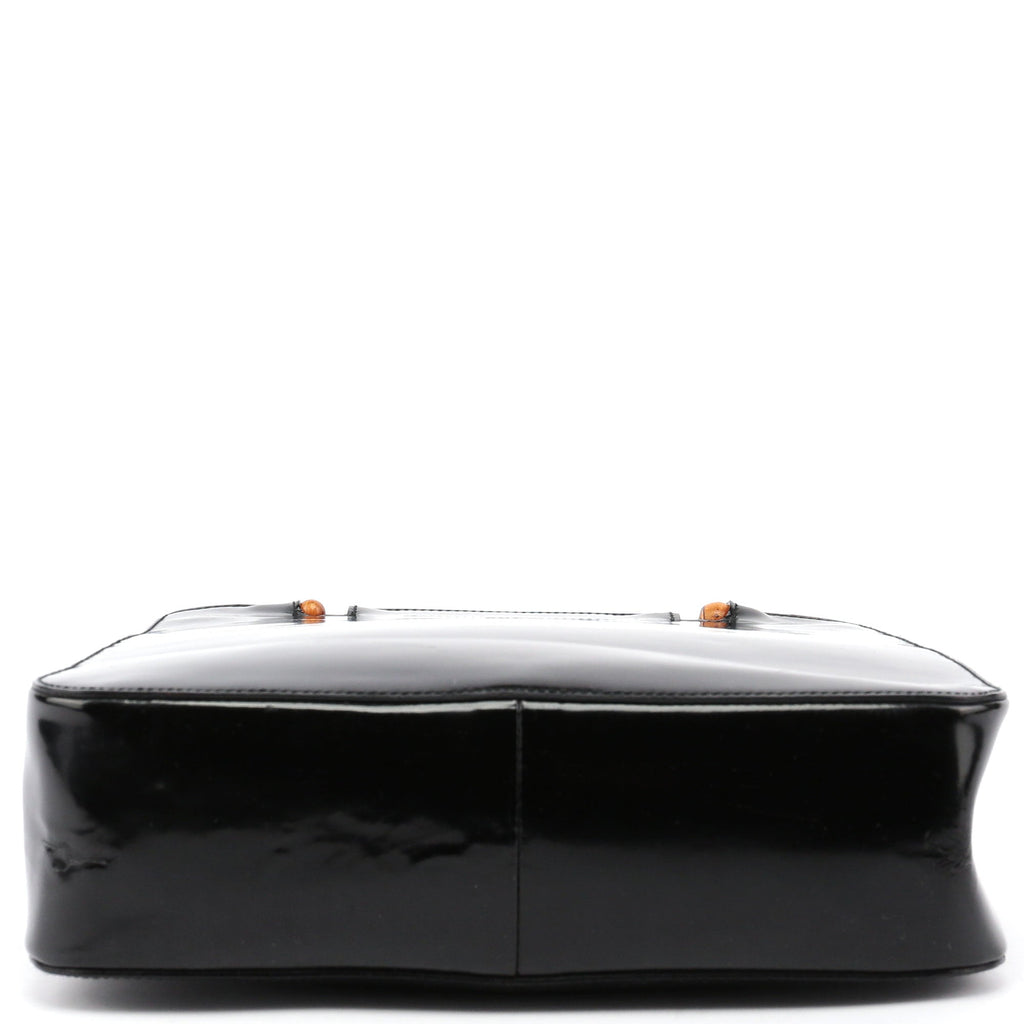 Black Patent Leather Bamboo Tote