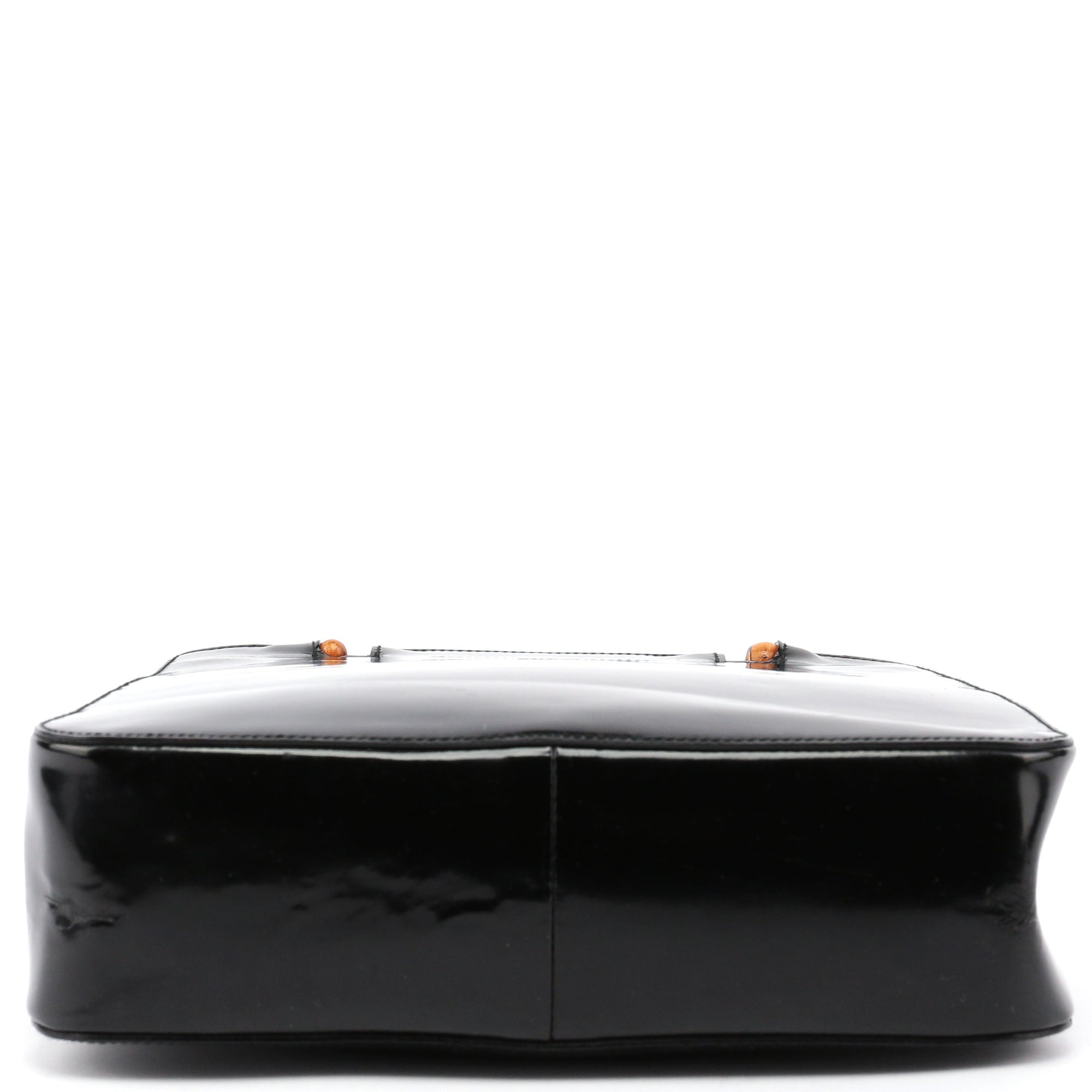 Black Patent Leather Bamboo Tote