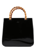 Black Patent Leather Bamboo Tote