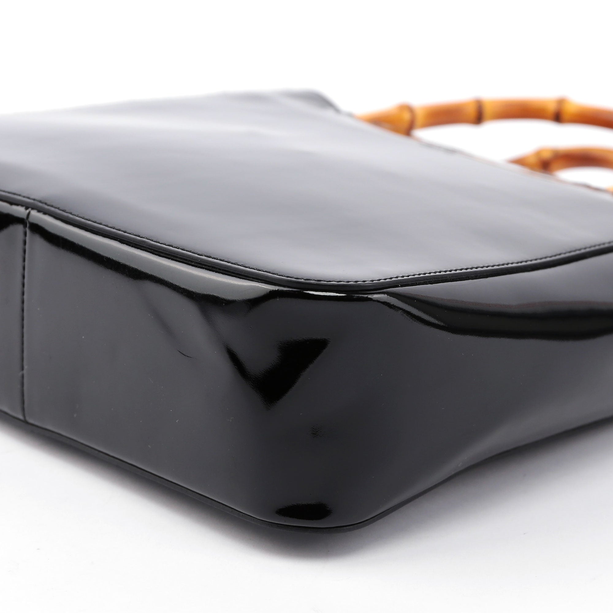 Black Patent Leather Bamboo Tote