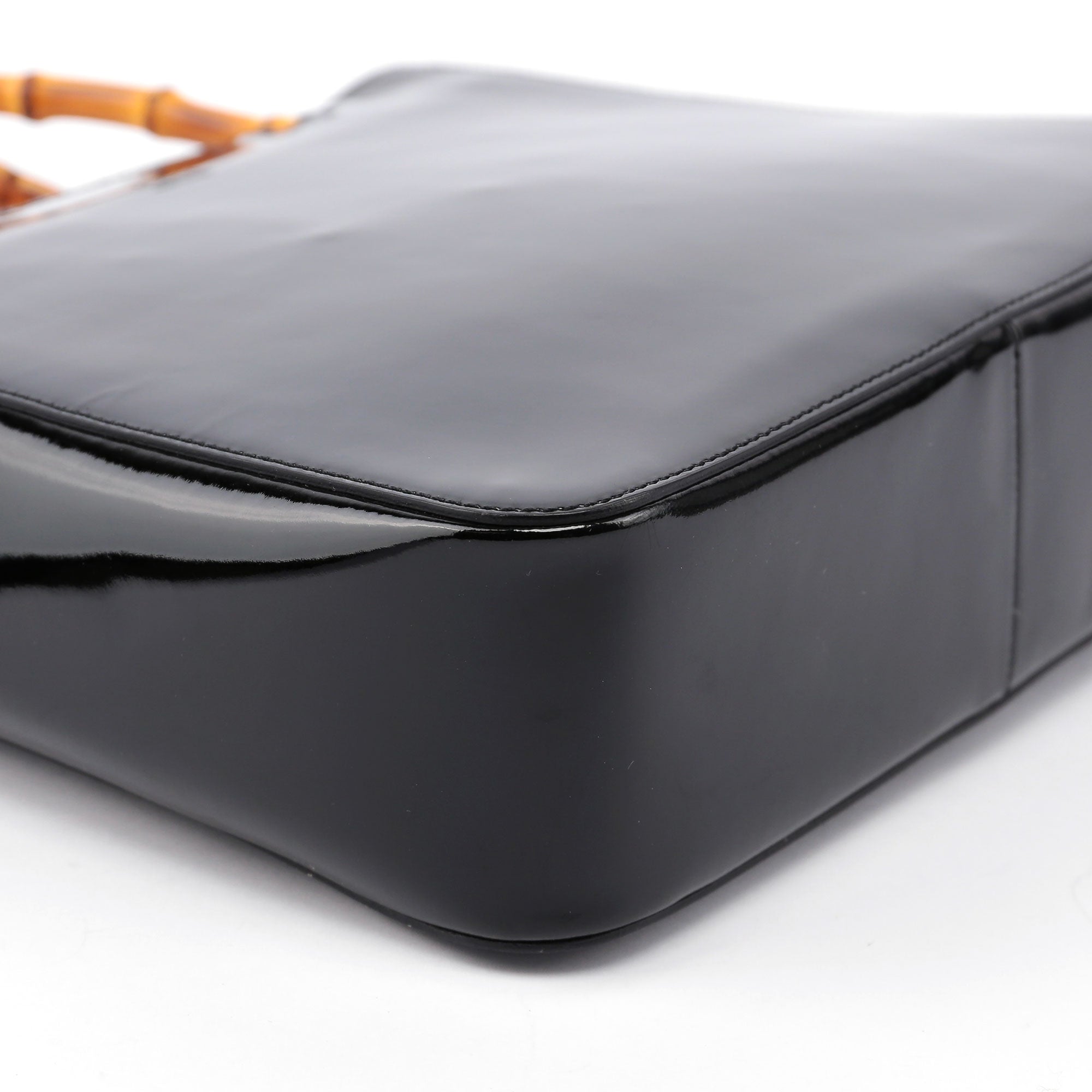 Black Patent Leather Bamboo Tote
