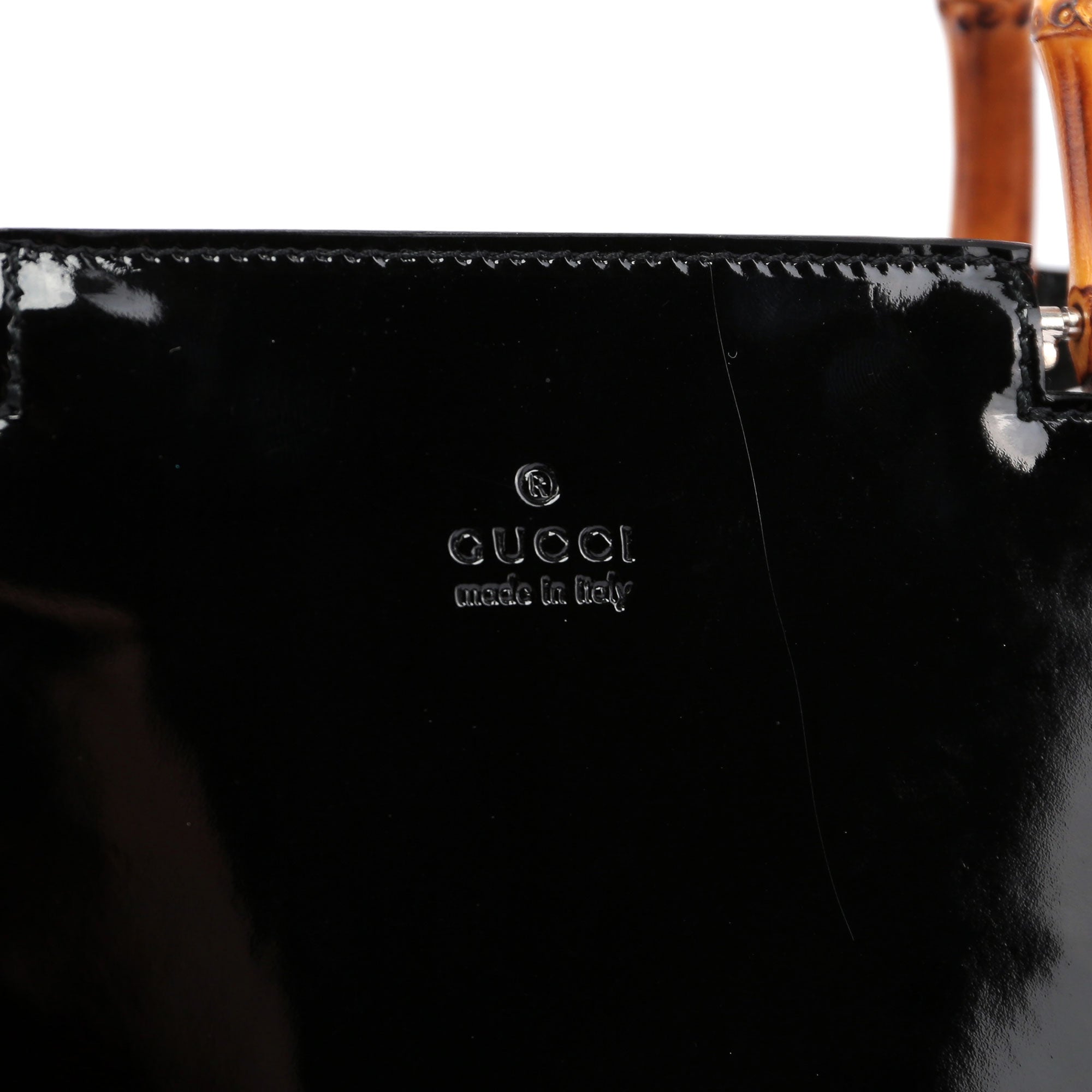 Black Patent Leather Bamboo Tote