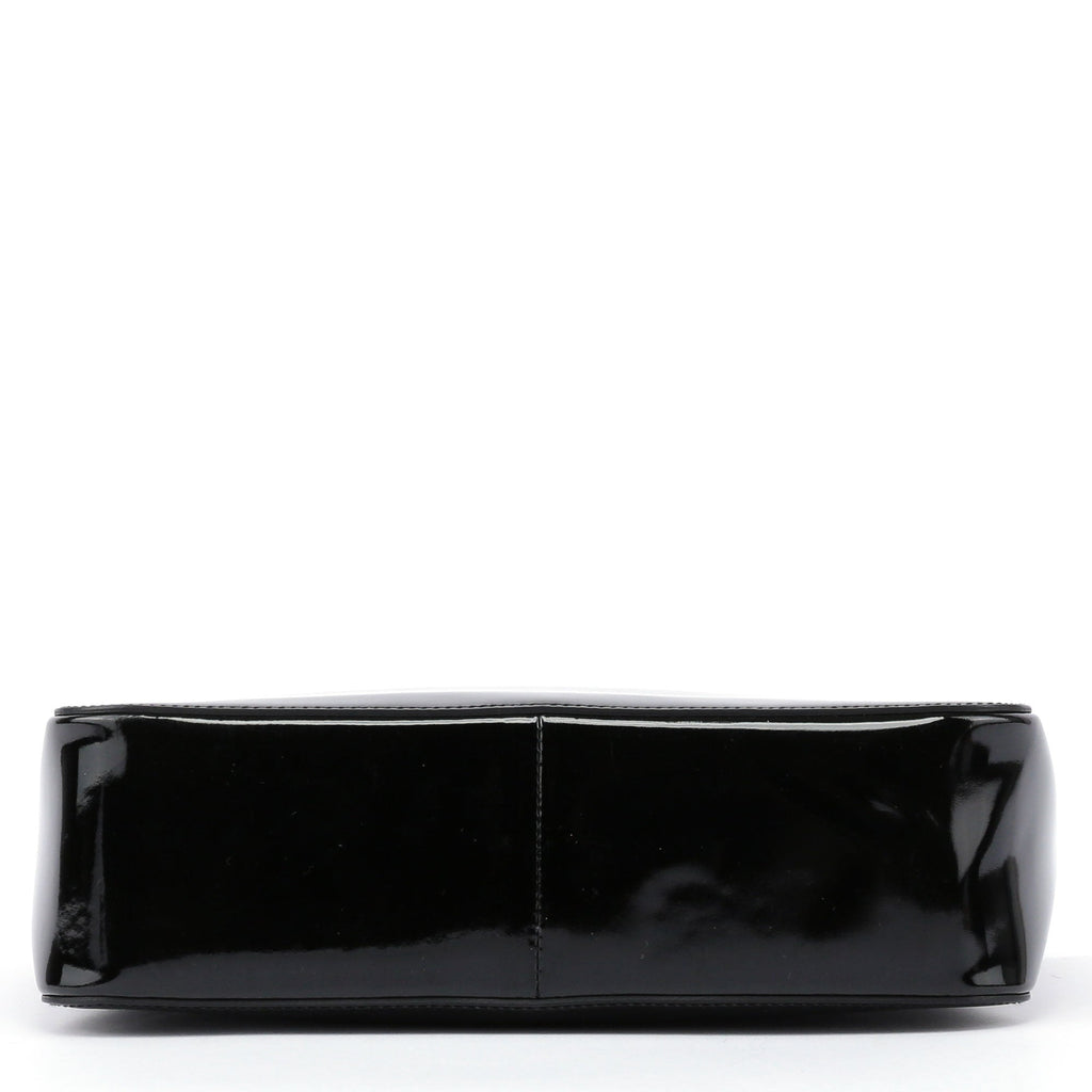 Black Patent Leather Bamboo Tote