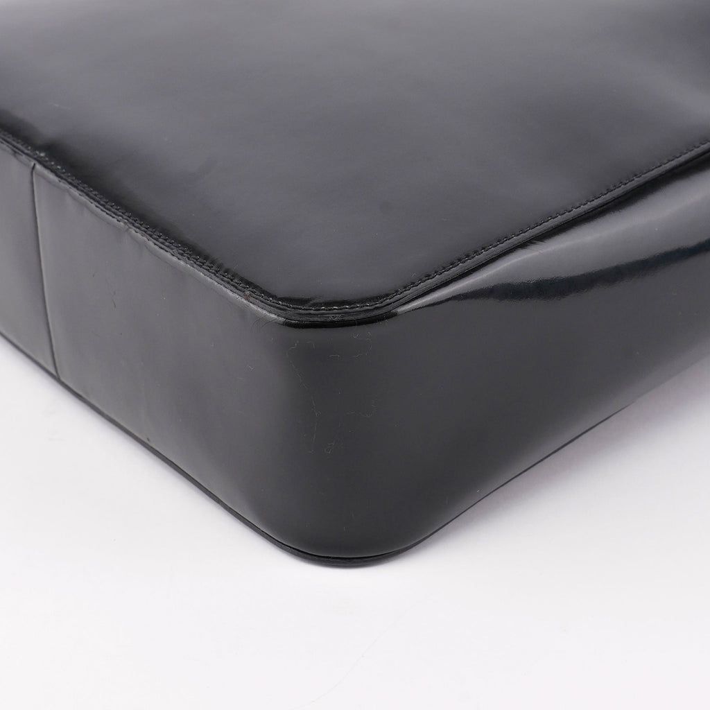 Black Patent Leather Bamboo Tote