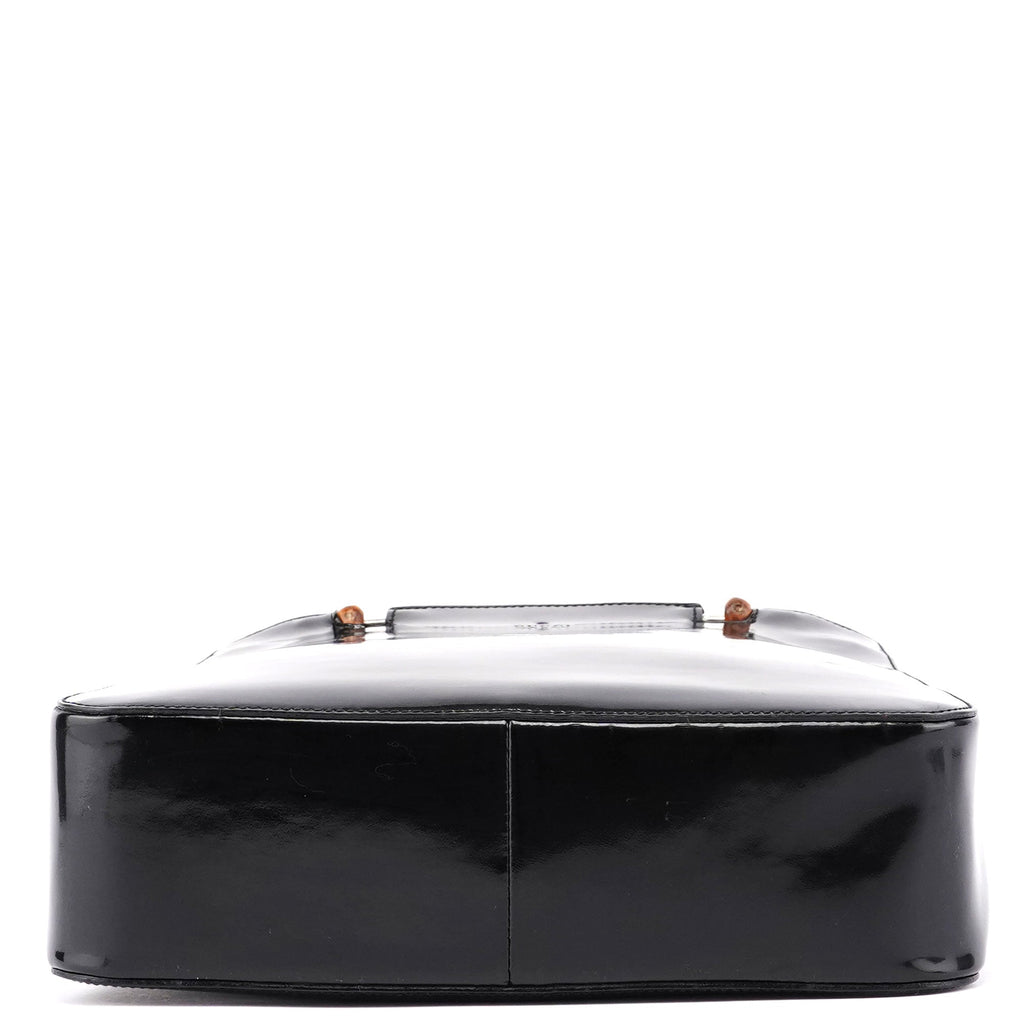 Black Patent Leather Bamboo Tote