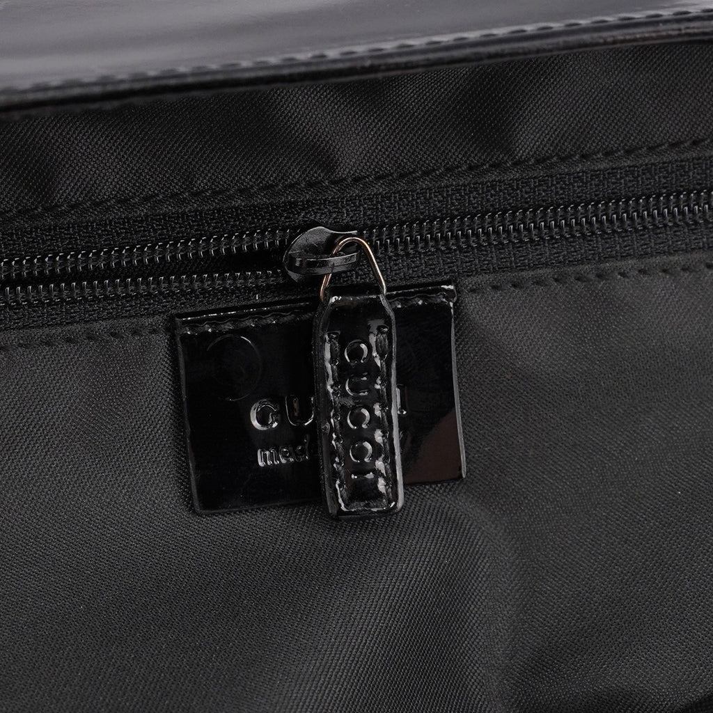 Black Patent Leather Bamboo Tote