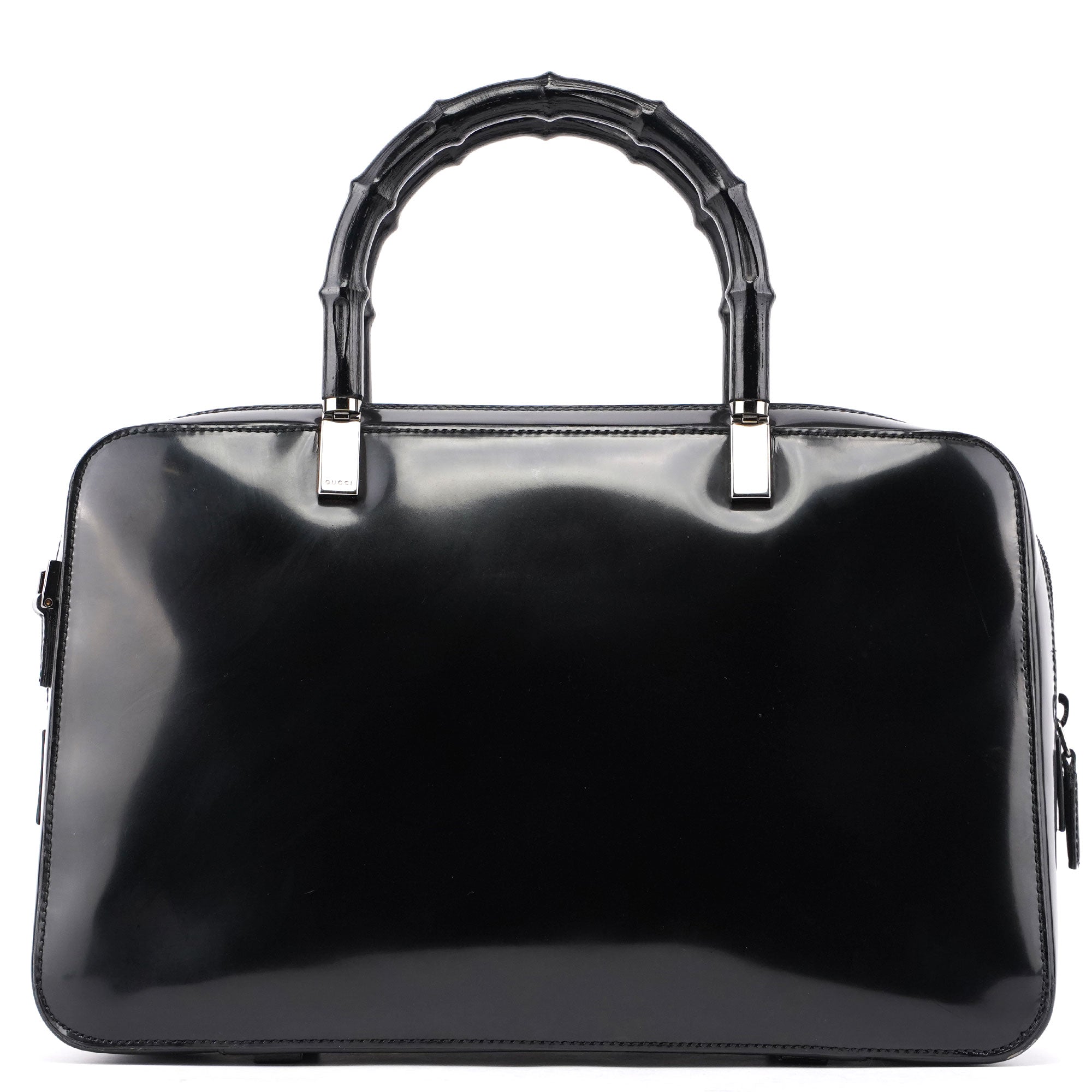 Black Patent Leather Bamboo Tote