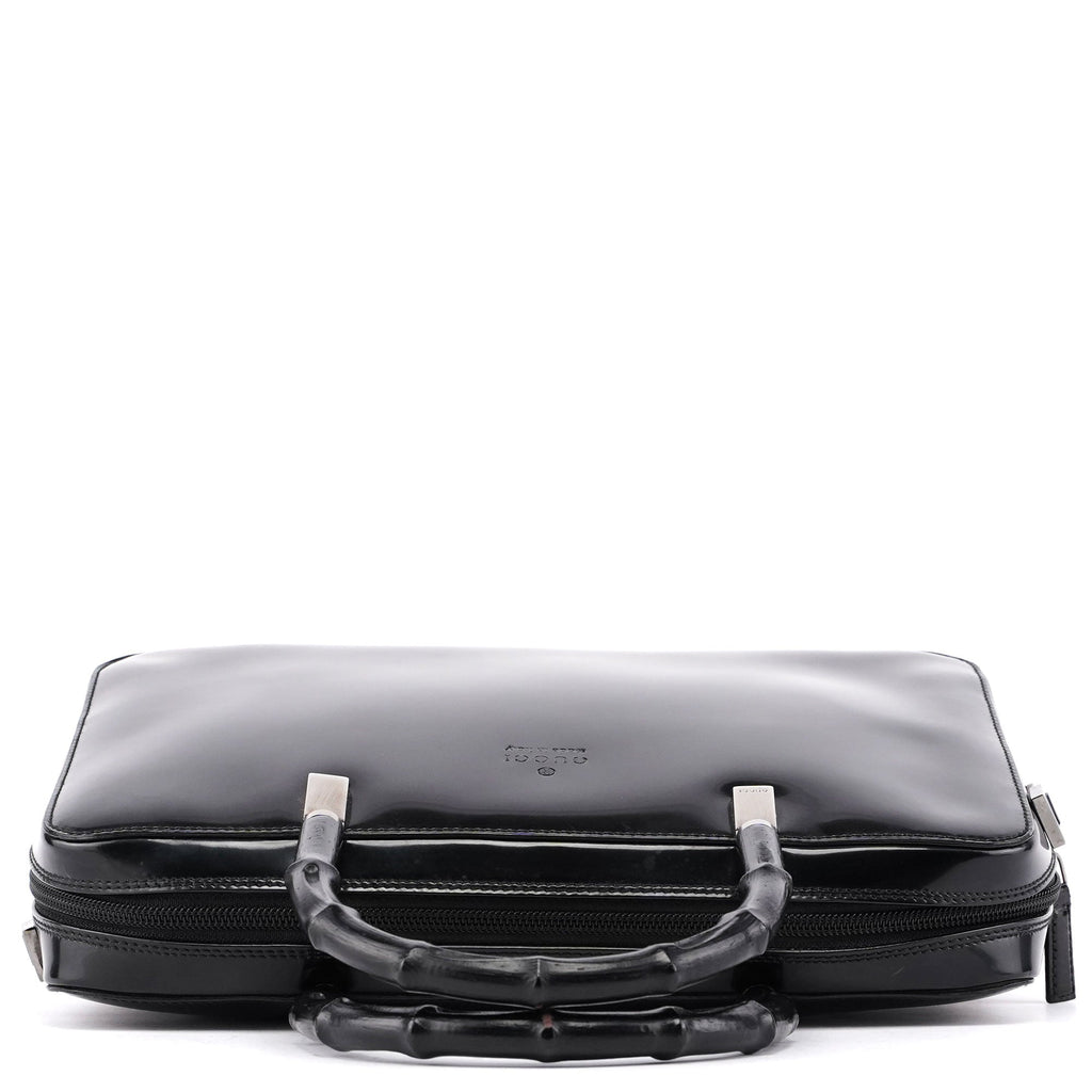 Black Patent Leather Bamboo Tote