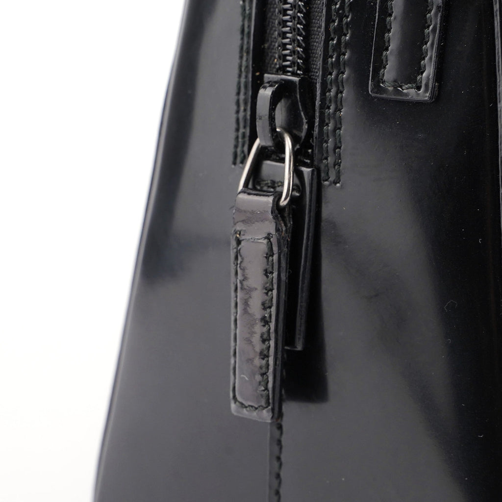 Black Patent Leather Bamboo Tote