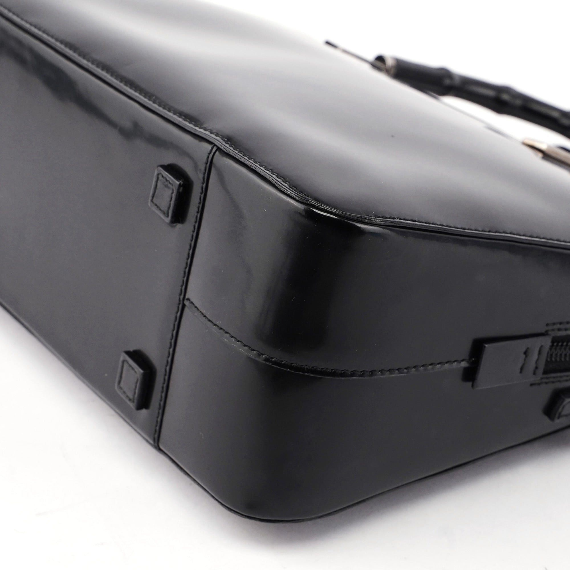 Black Patent Leather Bamboo Tote