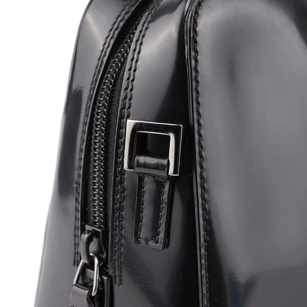 Black Patent Leather Bamboo Tote
