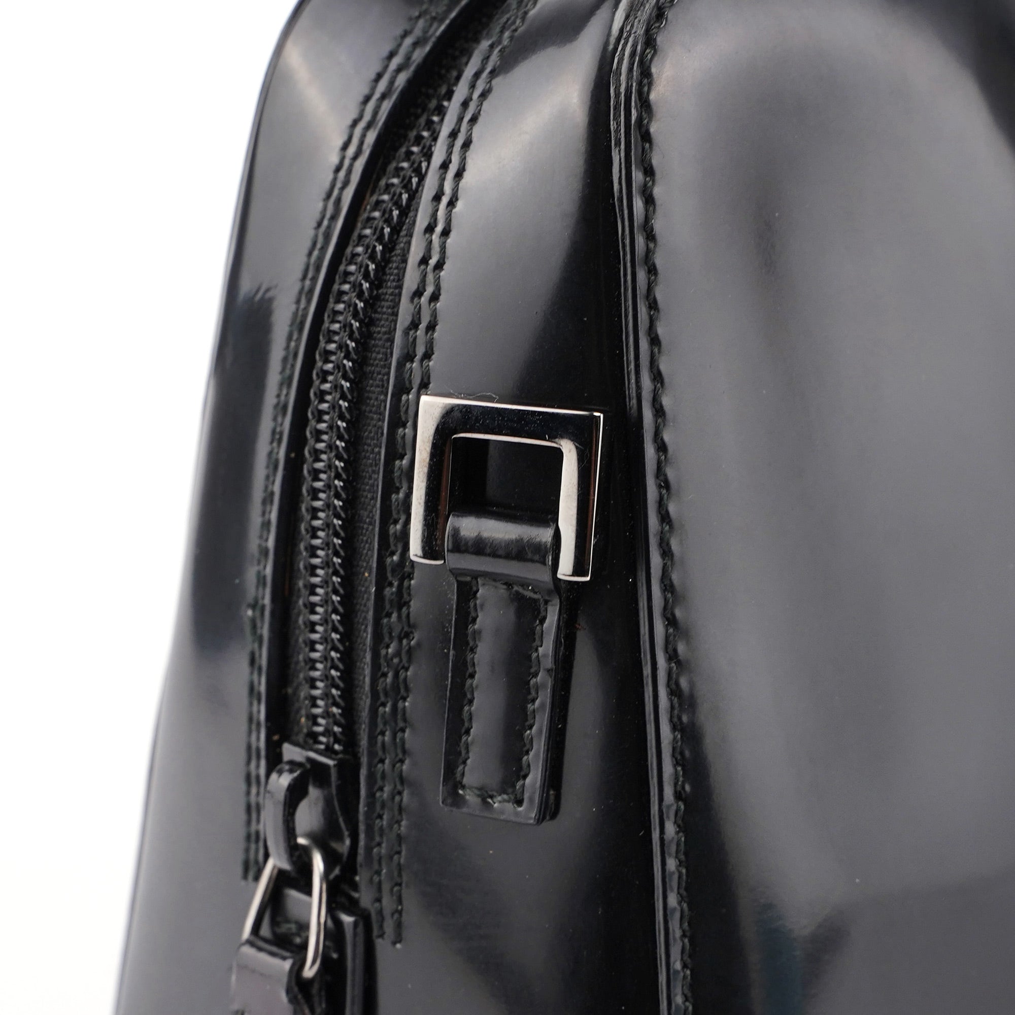 Black Patent Leather Bamboo Tote