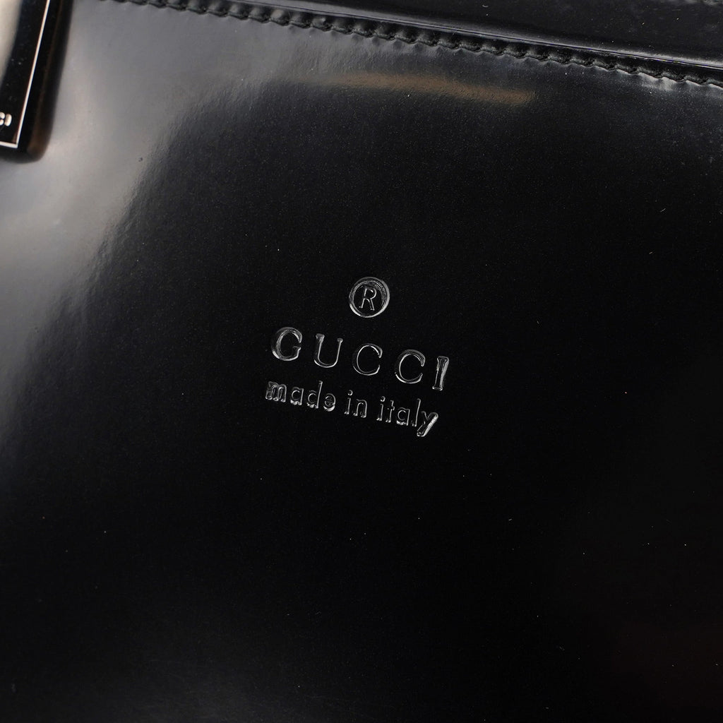 Black Patent Leather Bamboo Tote